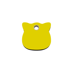 Medaglietta giallo testa di gatto plastica piatta piccola