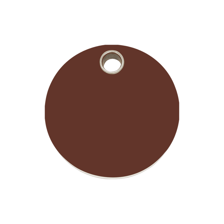 Vue avant - Médaille personnalisable pour chien Red Dingo - Plastique plat brun - Taglia M - Gravure incluse