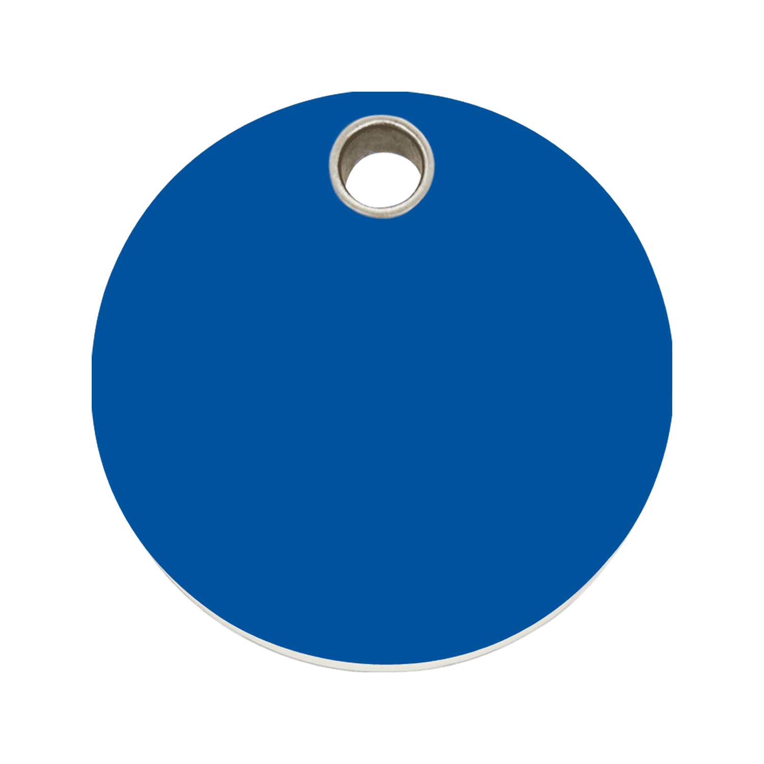 Vue avant - Médaille personnalisable pour chien - Red Dingo - Plastique plat - Cercle bleu foncé - Taglia L