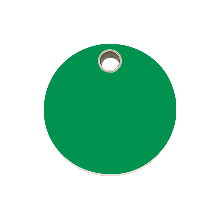Vue avant - Médaille personnalisée pour chien - Red Dingo 04-CL-GR-ME - Cercle vert - Taglia M