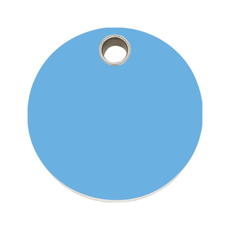 Vue avant - Médaille personnalisable pour chien Red Dingo Plastique plat Cercle Bleu clair Taglia L