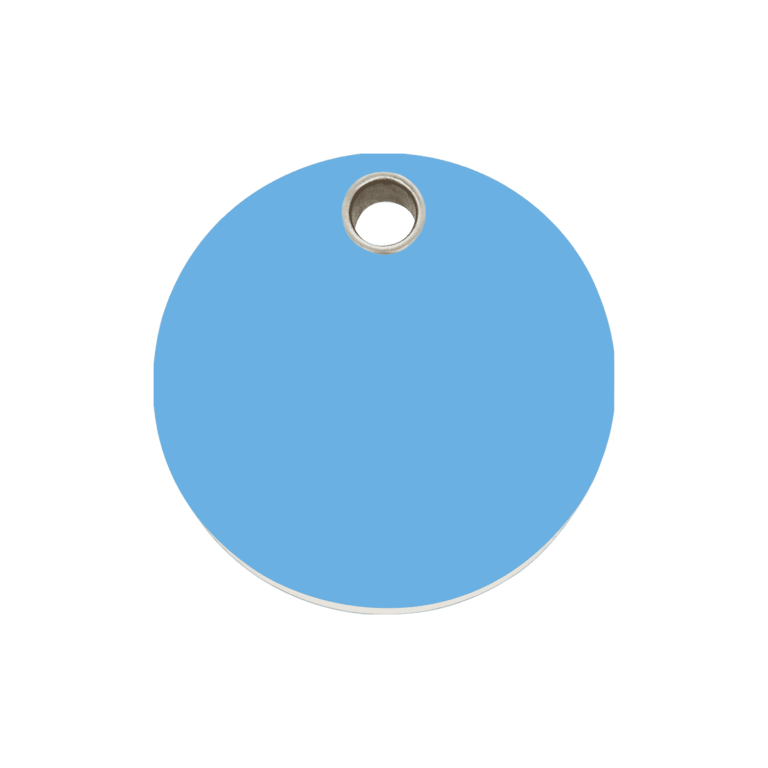 Vue avant - Médaille personnalisable pour chien - Red Dingo Plastique Plat Cercle Bleu Clair Taglia M