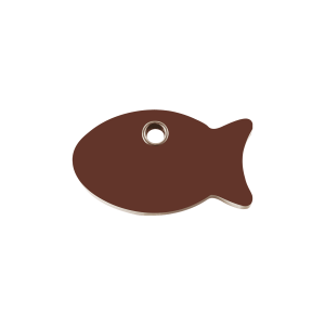 Medaglietta per gatto piccola in plastica piatta motivo Pesce marrone