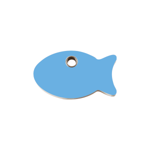 Medaglietta per gatto piccola in plastica piatta motivo Pesce azzurro