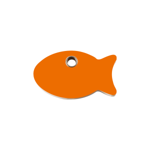 Medaglietta per gatto piccola in plastica piatta arancione motivo Pesce