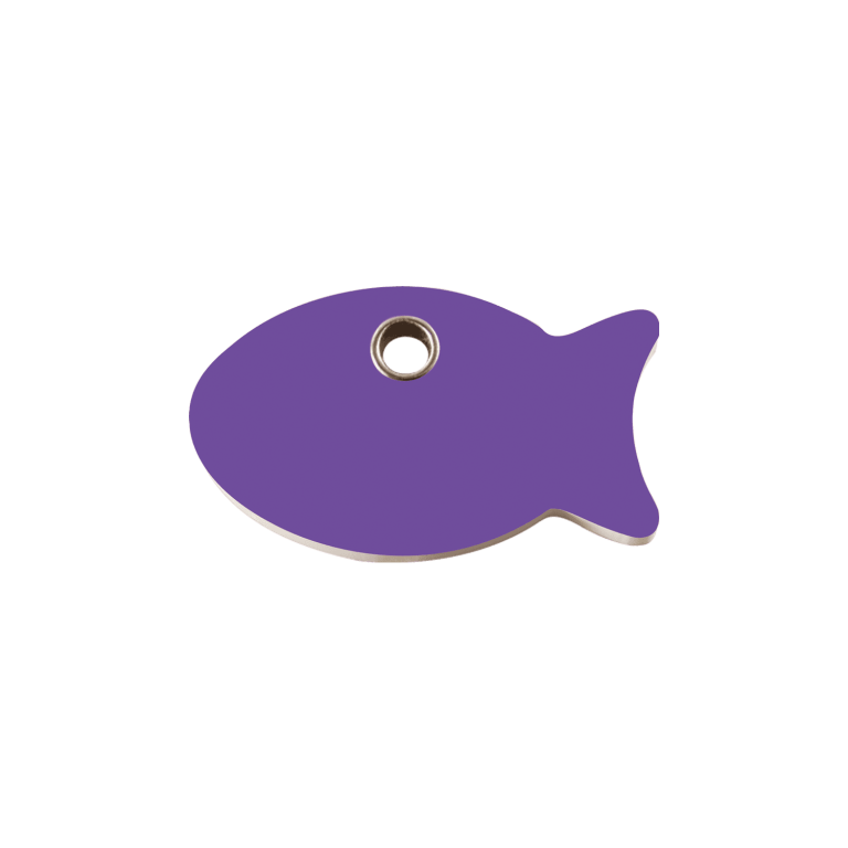 Vue avant - Médaille personnalisée pour chien/chat Red Dingo Poisson Violet S - Gravure incluse