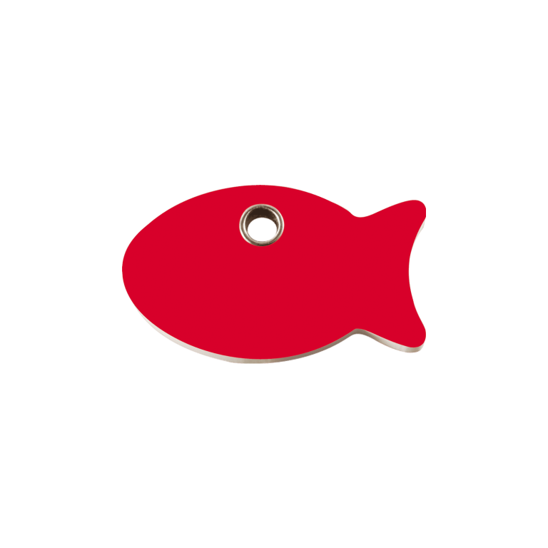 Vue avant - Médaille personnalisée pour chien ou chat - Red Dingo Plastique plat Poisson Rouge - Taglia S