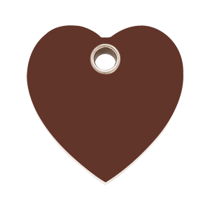 Medaglietta per cane grande cuore marrone in plastica piatta