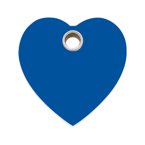 Medaglietta per cane grande cuore blu scuro in plastica piatta