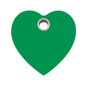 Medaglietta cuore verde in plastica piatta per cane grande