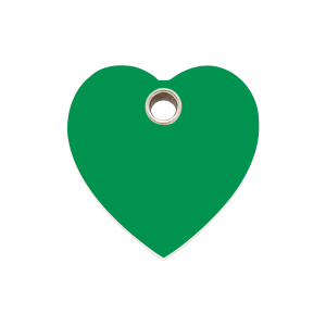 Medaglietta per cane cuore verde in plastica piatta media