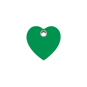 Medaglietta cuore verde plastica piatta per gatto o cane piccolo S