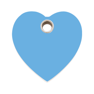 Medaglietta per cane grande cuore azzurro in plastica piatta