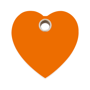 Medaglietta per cane grande cuore arancione in plastica piatta