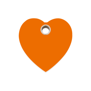 Medaglietta per cane cuore arancione in plastica piatta media