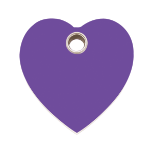 Medaglietta per cane grande cuore viola in plastica piatta