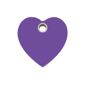 Medaglietta per cane medio cuore viola in plastica piatta