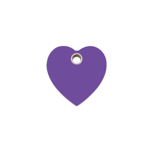 Medaglietta cuore viola in plastica piatta per gatto piccola