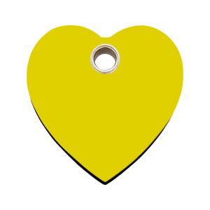 Medaglietta per cane grande cuore giallo in plastica piatta
