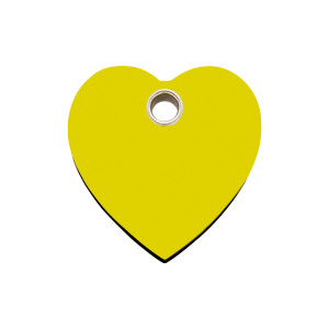 Medaglietta per cane cuore giallo plastica piatta media