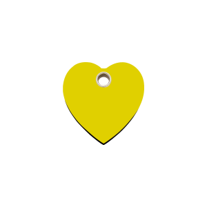 Medaglietta cuore giallo in plastica piatta taglia S per gatto o cane piccolo