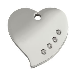 Medaglietta per cane grande cuore con cristalli Swarovski