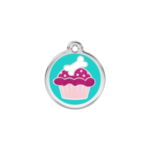 Medaglietta per gatto Cupcake brillantini smalto glitter aqua S
