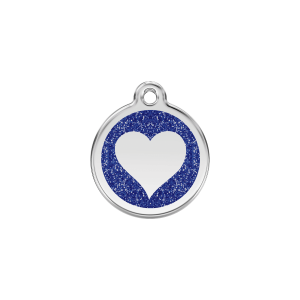 Medaglietta per gatto piccola cuore brillante smalto glitter blu scuro