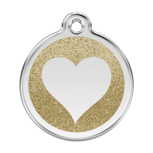 Medaglietta per cane grande cuore brillante smalto glitter oro