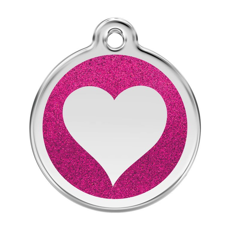 Vue avant - Médaille personnalisable pour chien ou chat - Red Dingo Émail pailleté rose vif 38.00mm