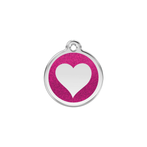 Medaglietta per gatto cuore brillante smalto glitter rosa S