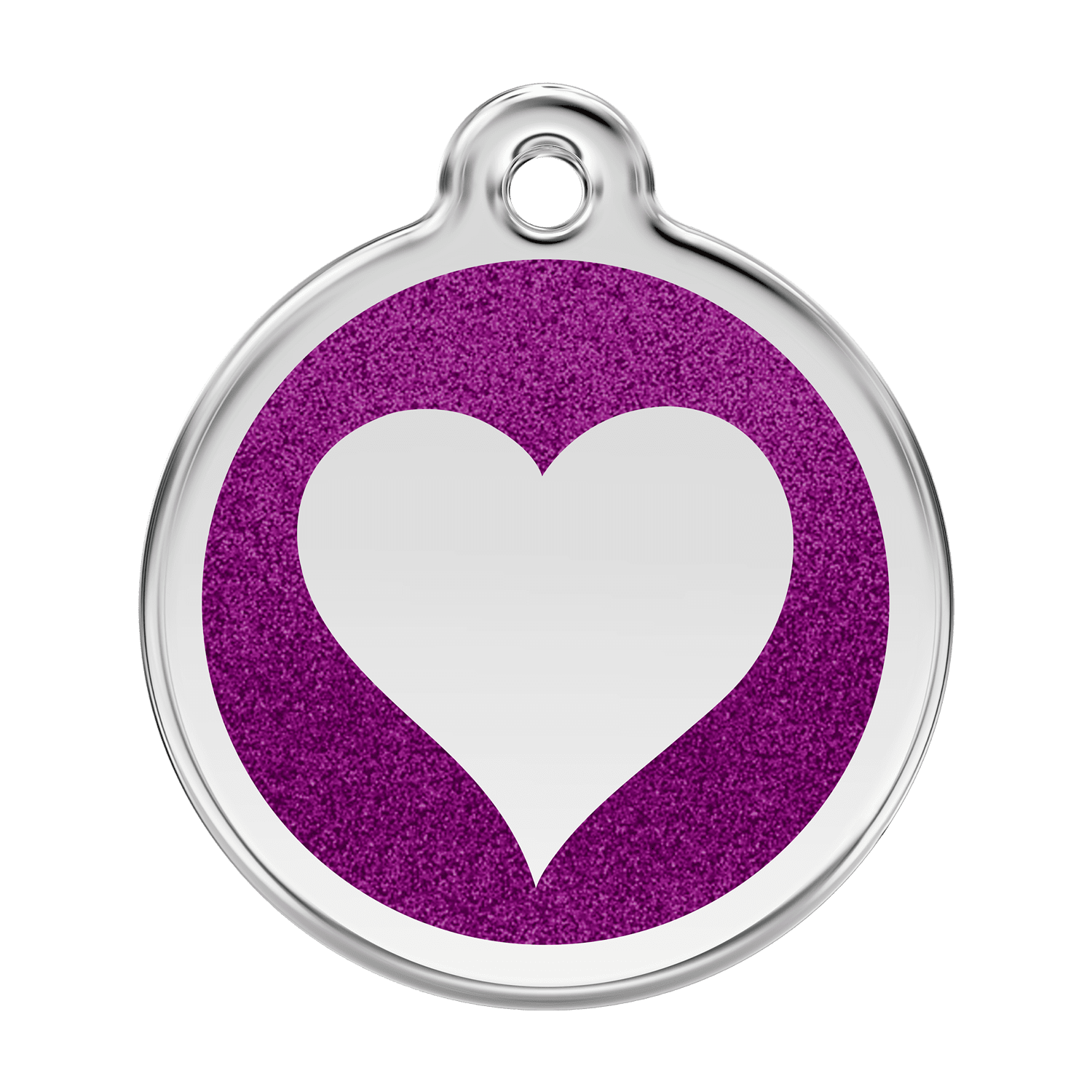 Vue avant - Médaille personnalisée pour chien Red Dingo - Coeur scintillant violet - Taglia L