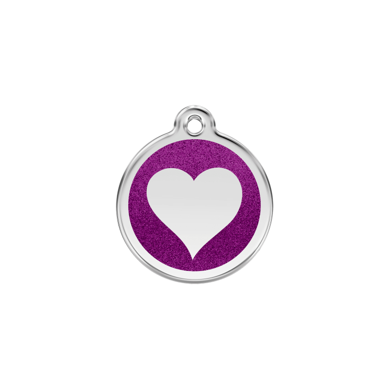 Vue avant - Médaille personnalisable Red Dingo Émail pailleté violet - Taglia S pour chien/chat
