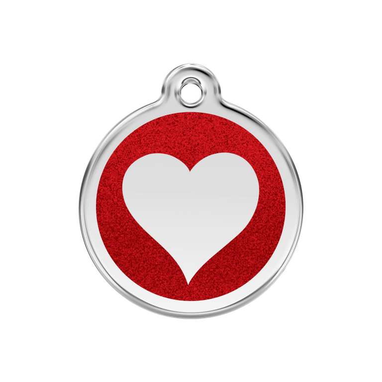 Vue avant - Médaille personnalisable Red Dingo Émail pailleté rouge 30mm - Pour chien ou chat - Taglia M