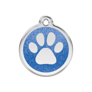 Medaglietta per cane medio smalto glitter blu scuro con impronta di zampa