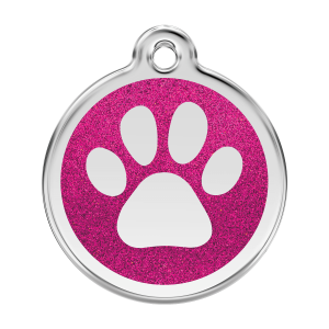 Medaglietta per cane grande con impronta di zampa rosa vivace