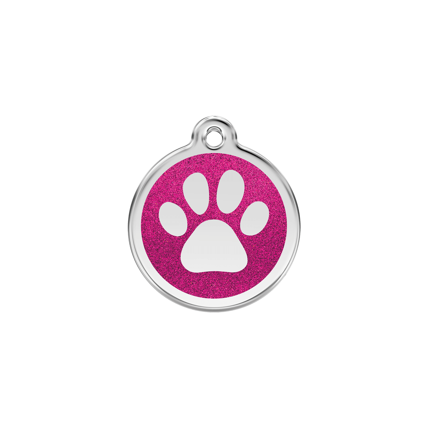 Vue avant - Médaille personnalisée émail pailleté rose vif pour chat - Red Dingo 0X-PP-HP-SM