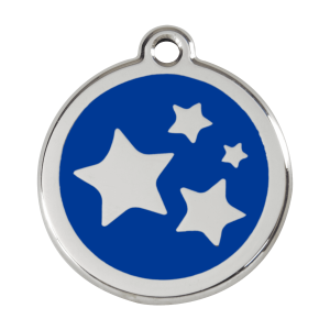 Medaglietta per cane grande stella blu scuro in smalto e acciaio inox
