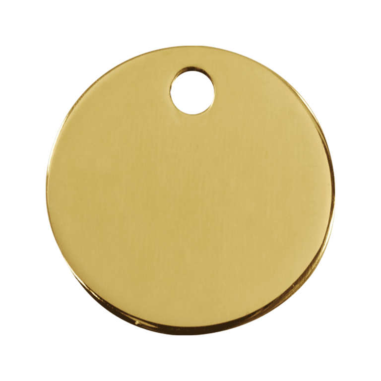 Vue arrière - Médaille personnalisable Red Dingo Laiton Plat Cercle pour chien ou chat - Réf. 03-CL-ZZ-LG